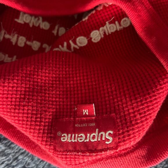 Supreme, Red, Waffle Texture, Long-Sleeve Crew Neck Shirt - Picture 3 of 3